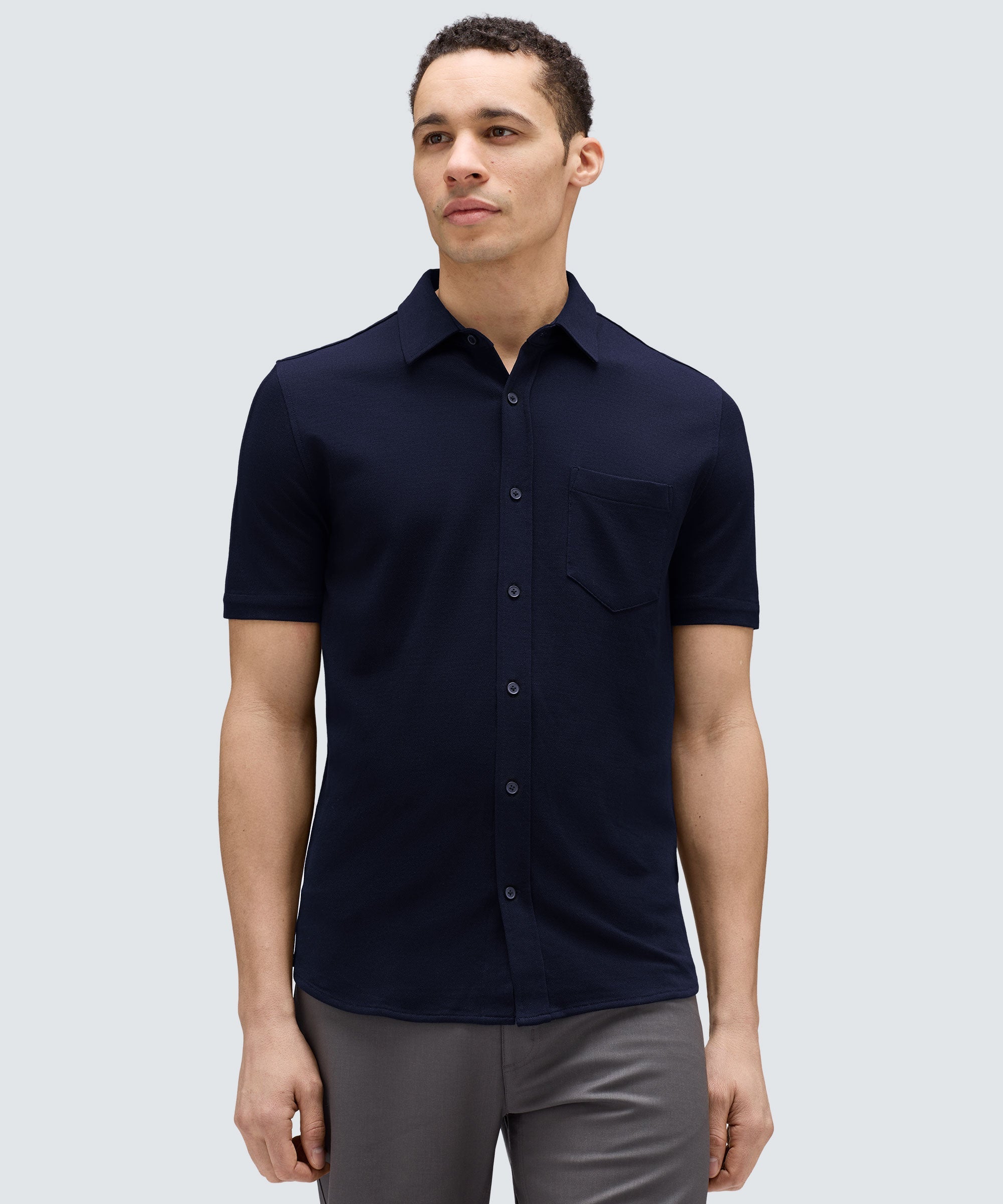 Men's Short Sleeve Merino Button-Up